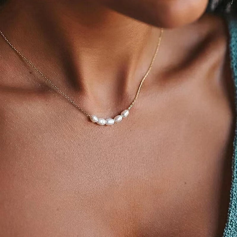 Zeffy Pearl Necklace 4MM/6MM/8MM Dainty Round Imitation Pearl Choker Necklace Wedding Pearl Necklace Delicate Jewelry for Women Simple Bridesmaid Jewelry Gifts - Image 2